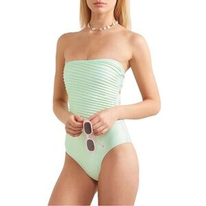 Peony Swim Gingham Ruched One-Piece Swimsuit size 12